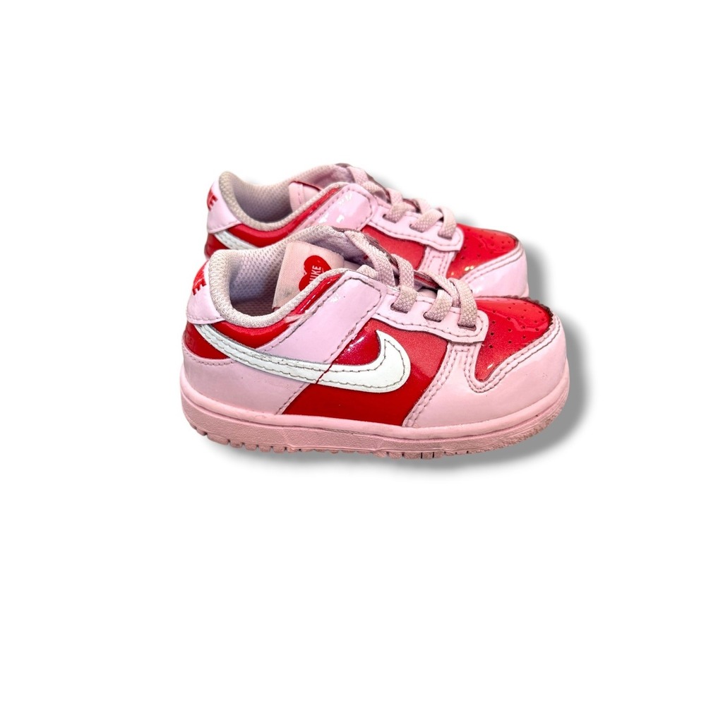 Nike Dunk Low Toddler 6C Valentine's Day Pink Red Patent Sneakers IQ5378-663